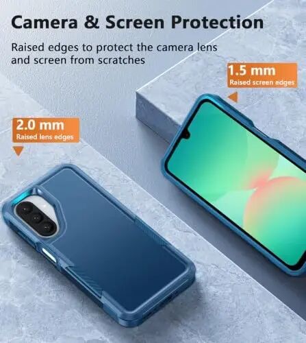 FNTCASE Galaxy A26-5G Telefon G‘ilofi: Ekran himoyachisiga ega Samsung A26 5G Ikki qavatli zarbaga chidamli himoya telefoni g‘ilofi, Harbiy darajadagi tushishdan himoya - 6.7 dyuym (Mat Moviy) - 5