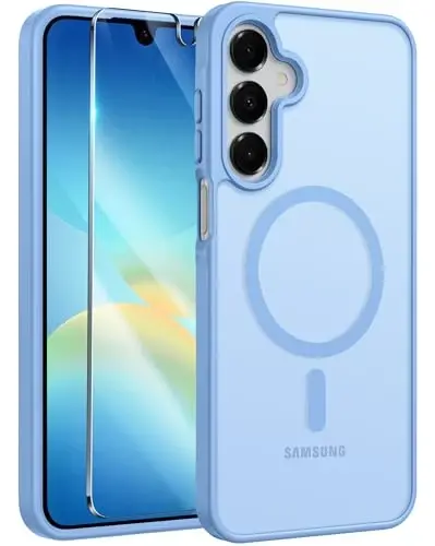 FNTCASE for Galaxy A26 5G Phone Case, Fit for Magsafe, Screen Protector | Translucent Matte, 14FT Military Grade Drop Protection, Slim Shockproof Protective, for Samsung A 26 4G Cover, Light Blue 