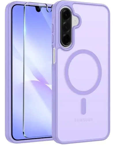 FNTCASE for Galaxy A26 5G Phone Case, Fit for Magsafe, Screen Protector | Translucent Matte, 14FT Military Grade Drop Protection, Slim Shockproof Protective, for Samsung A 26 4G Cover, Light Purple 