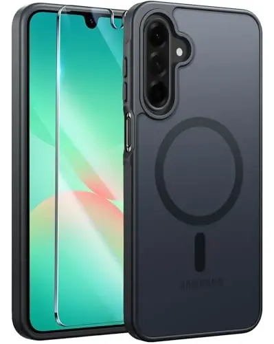 FNTCASE for Galaxy A26 5G Phone Case, Fit for Magsafe, Screen Protector | Translucent Matte, 14FT Military Grade Drop Protection, Slim Shockproof Protective, for Samsung A 26 4G Cover, Black 