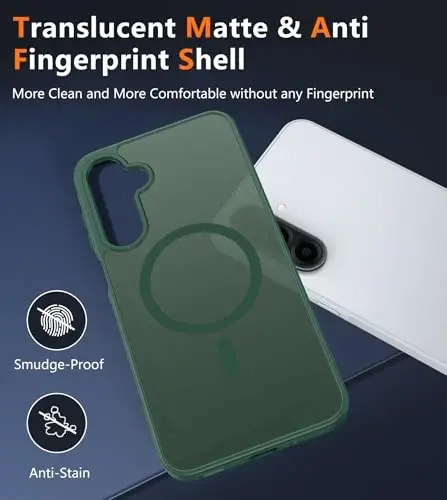 FNTCASE for Galaxy A26 5G Phone Case, Fit for Magsafe, Screen Protector | Translucent Matte, 14FT Military Grade Drop Protection, Slim Shockproof Protective, for Samsung A 26 4G Cover, Green - 5
