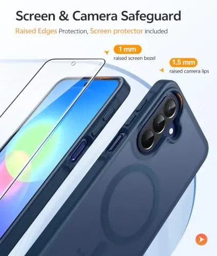 FNTCASE for Galaxy A27 5G Phone Case, Fit for Magsafe, Screen Protector | Translucent Matte, 14FT Military Grade Drop Protection, Slim Shockproof Protective, for Samsung A 27 4G Cover, Blue - 4