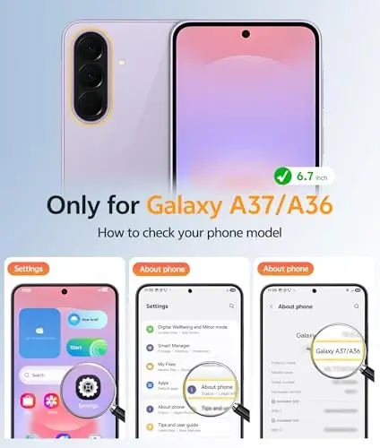 FNTCASE for Galaxy A37/A36 5G Phone Case, Fit for Magsafe, Screen Protector | Anti Yellowing Magnetic Back, 14FT Military Grade Drop Protection, Shockproof Protective, for Samsung A37 Cover, Transparent - 2