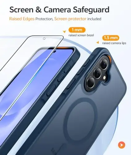 FNTCASE Galaxy A37/A36 5G Telefon Kılıfı, Magsafe Uyumlu, Ekran Koruyucu | Yarı Saydam Mat Manyetik Arka Yüzey, 14FT Askeri Sınıf Düşme Koruması, Darbeye Dayanıklı Koruma, Samsung A37 Kapağı için, Mavi - 4