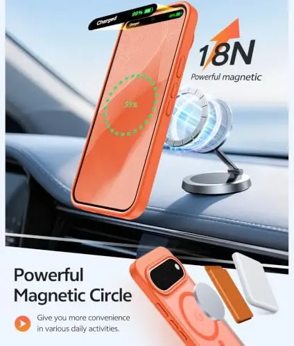 FNTCASE Google 11/11 Pro Kılıf için, Magsafe Uyumlu Turuncu | Ekran Koruyucu, Yarı Saydam Mat, 14FT Askeri Sınıf Düşme Koruması, Darbeye Dayanıklı Koruyucu Telefon Kılıfı, Turuncu - 2