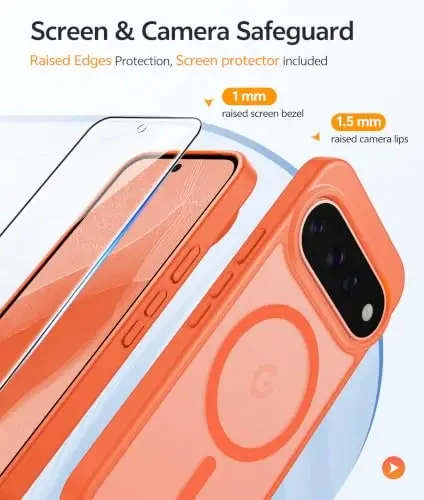 FNTCASE Google 11/11 Pro Kılıf için, Magsafe Uyumlu Turuncu | Ekran Koruyucu, Yarı Saydam Mat, 14FT Askeri Sınıf Düşme Koruması, Darbeye Dayanıklı Koruyucu Telefon Kılıfı, Turuncu - 3