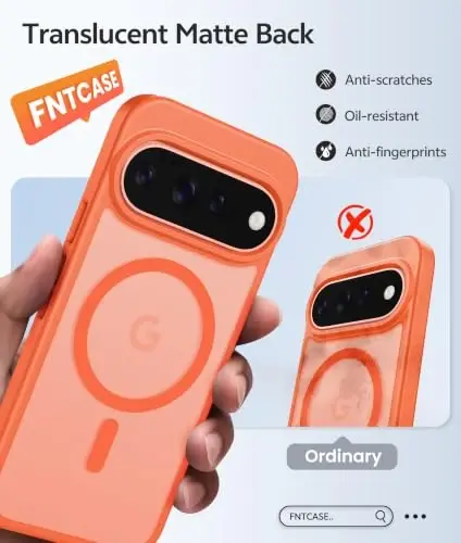 FNTCASE Google 11/11 Pro Kılıf için, Magsafe Uyumlu Turuncu | Ekran Koruyucu, Yarı Saydam Mat, 14FT Askeri Sınıf Düşme Koruması, Darbeye Dayanıklı Koruyucu Telefon Kılıfı, Turuncu - 6