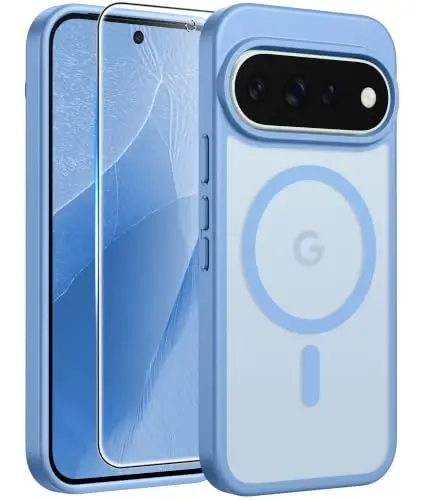 FNTCASE Google 11/11 Pro Kılıf, Magsafe Uyumlu Açık Mavi | Ekran Koruyucu, Yarı Saydam Mat, 14FT Askeri Sınıf Düşme Koruması, Darbeye Dayanıklı Koruyucu Telefon Kılıfı, Açık Mavi - 1