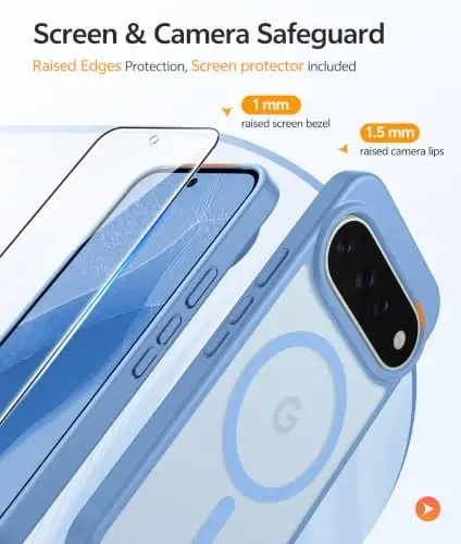 FNTCASE Google 11/11 Pro Kılıf, Magsafe Uyumlu Açık Mavi | Ekran Koruyucu, Yarı Saydam Mat, 14FT Askeri Sınıf Düşme Koruması, Darbeye Dayanıklı Koruyucu Telefon Kılıfı, Açık Mavi - 3