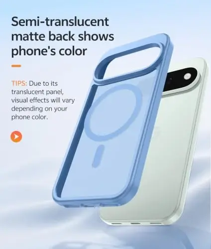 FNTCASE Google 11/11 Pro Kılıf, Magsafe Uyumlu Açık Mavi | Ekran Koruyucu, Yarı Saydam Mat, 14FT Askeri Sınıf Düşme Koruması, Darbeye Dayanıklı Koruyucu Telefon Kılıfı, Açık Mavi - 4