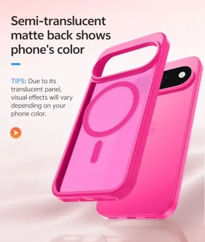FNTCASE Google 11/11 Pro Kılıf, Magsafe Uyumlu Canlı Pembe | Ekran Koruyucu, Yarı Saydam Mat, 14FT Askeri Sınıf Düşme Koruması, Darbeye Dayanıklı Koruyucu Telefon Kılıfı, Canlı Pembe - 4