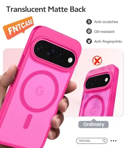 FNTCASE Google 11/11 Pro Kılıf, Magsafe Uyumlu Canlı Pembe | Ekran Koruyucu, Yarı Saydam Mat, 14FT Askeri Sınıf Düşme Koruması, Darbeye Dayanıklı Koruyucu Telefon Kılıfı, Canlı Pembe - 6