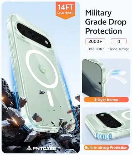 FNTCASE Google 11/11 Pro Kılıf, Magsafe Uyumlu Şeffaf | Ekran Koruyucu, Sararmaya Karşı, 14FT Askeri Sınıf Düşme Koruması, Darbeye Dayanıklı Koruyucu Telefon Kapağı, Şeffaf - 4