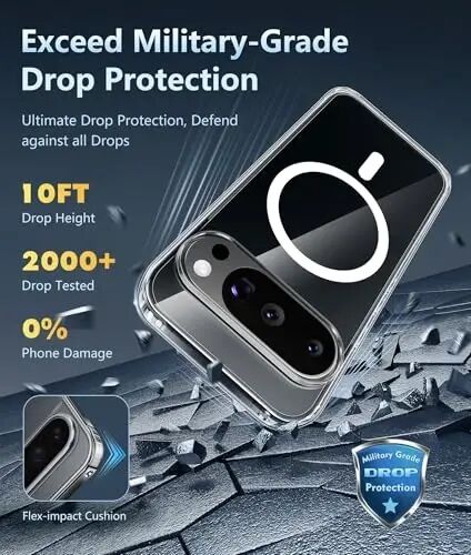 FNTCASE Google Pixel 10 G‘ilof uchun: Pixel 10 Pro G‘ilof Google 9/9 Pro Magnitli Shaffof yupqa telefon g‘ilofi | Tomchiga qarshi zarbaga chidamli tirnalishdan himoya qiluvchi yupqa shaffof kristall uyali telefon qopqog‘i (Shaffof) - 5
