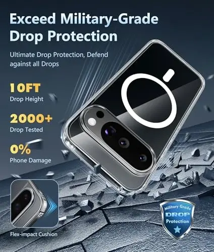 FNTCASE Google Pixel 10 g'ilofi: Pixel 10 Pro g'ilofi Google 9/9 Pro Magnitli Shaffof Yupqa Telefon G'ilofi | Yiqilishga qarshi Zarbaga chidamli Tirnalishdan himoyalovchi Yupqa Shaffof Kristal Mobil Telefon Qopqog'i (Shaffof) - 5