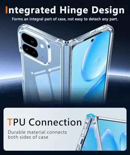 FNTCASE Google Pixel 10-Pro-Fold g'ilofi: Pixel 10-Pro-Fold uchun harbiy darajadagi tushishdan himoya qiluvchi sarg'aymaydigan mobil telefon qopqog'i - Shaffof himoyachi mustahkam zarbaga chidamli telefon g'ilofi, tiniq - 4