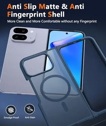 FNTCASE Google Pixel 10-Pro-Fold Magnit G‘ilofi: Shaffof Mat To‘qimali Harbiy Darajadagi Tomchidan Himoya Qiluvchi Telefon G‘ilofi - Yupqa Mustahkam Bardoshli Zarbaga Chidamli Himoya Bumper G‘iloflari - 5