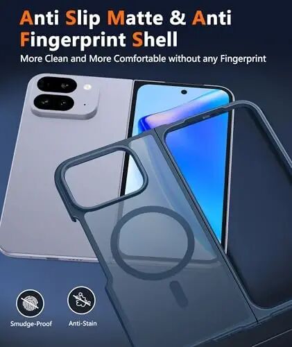 FNTCASE for Google Pixel 10 Pro Fold Case, Fit for Magsafe, Translucent | Matte Back, Strong Magnetic Charging, Slim, Tough, 14FT Military Grade Drop-proof, Anti Slip, Anti Fingerprint, Blue - 5