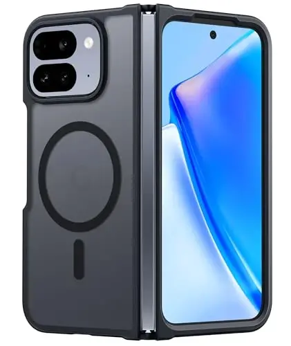 FNTCASE for Google Pixel 10 Pro Fold Case, Fit for Magsafe, Translucent | Matte Back, Strong Magnetic Charging, Slim, Tough, 14FT Military Grade Drop-proof, Anti Slip, Anti Fingerprint, Black 