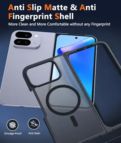 FNTCASE Google Pixel 10-Pro-Fold uchun magnit g‘ilof: Shaffof mat teksturali harbiy darajadagi tushishdan himoya qiluvchi uyali telefon qopqog‘i - Yupqa mustahkam bardoshli zarbaga chidamli himoya bumper g‘iloflari - 5