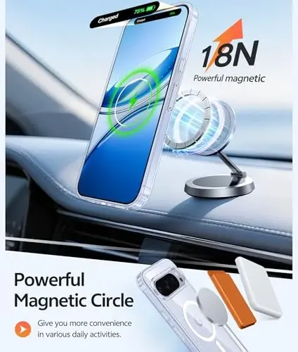 FNTCASE Google Pixel 10 Pro G‘ilofi uchun: Pixel 10 G‘ilofi uchun [Magsafe bilan mos keladi] [Ekran himoyasi] bilan sariq rangga qarshi shaffof shaffof g‘iloflar - Harbiy darajadagi zarbaga chidamli himoya magnit telefon qopqog‘i - 3