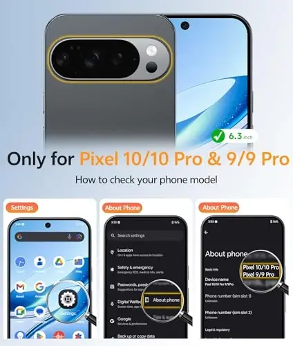 FNTCASE Google Pixel 10 Pro uchun g‘ilof: Pixel 10 uchun [Magsafe bilan mos keladi] Mat shaffof g‘iloflar [Ekran himoyachisi] Harbiy darajadagi zarbaga chidamli magnit telefon qopqog‘i (6.3 dyuym - Qora) 