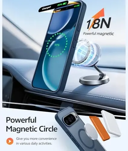 FNTCASE Google Pixel 10 Pro XL G‘ilof uchun: Pixel 9 Pro XL G‘ilof uchun [Magsafe uchun mos] Yarim shaffof mat [Ekran himoyachisi bilan] Harbiy darajadagi zarbaga chidamli himoya magnit telefon qopqog‘i (6.8 dyuym - Ko‘k) - 3