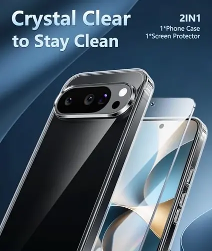 FNTCASE Google Pixel 10 Pro XL Kılıf: Şeffaf Pixel 9 Pro XL Telefon Kılıfları, Ekran Koruyuculu, İnce, Dayanıklı, Sararmaya Karşı Korumalı, Şok Emici (Şeffaf) - 5