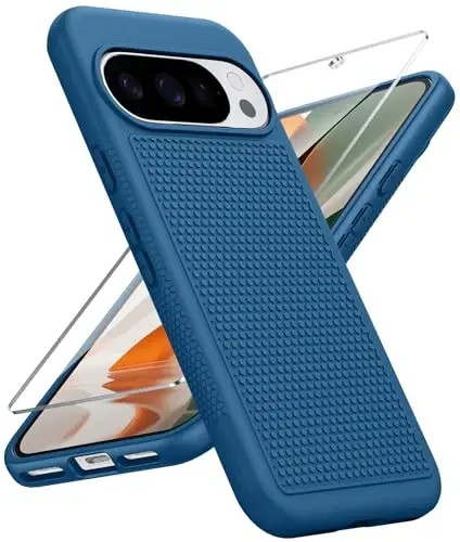 FNTCASE Google Pixel 10-Pro-XL uchun g'ilof: Pixel 9 Pro XL zarbaga chidamli himoya yengil vaznli mobil telefon qopqog'i sirpanmaydigan teksturali orqa tomoni bilan mustahkam - Harbiy himoya bamperi bardoshli, ko'k 