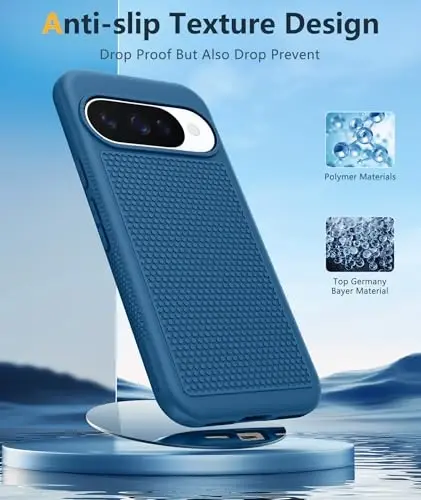FNTCASE Google Pixel 10/10 Pro uchun g'ilof: Pixel 9/9 Pro yumshoq TPU himoya yengil vaznli mobil telefon qopqog'i zarbaga chidamli mustahkam, sirpanmaydigan teksturali - Harbiy himoya bamperi, ko'k - 5