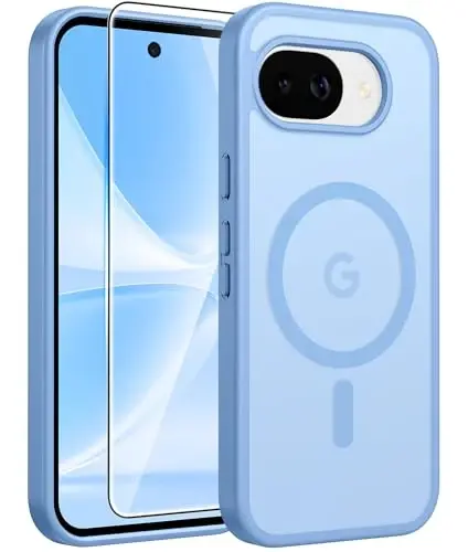 FNTCASE Google Pixel 10a Gʻilofi: [Magsafe bilan mos keladi] [Ekran himoyasi] bilan shaffof mat qoplami Harbiy darajadagi zarbaga chidamli magnit telefon qopqogʻi Pixel 10A uchun - Ochiq koʻk 