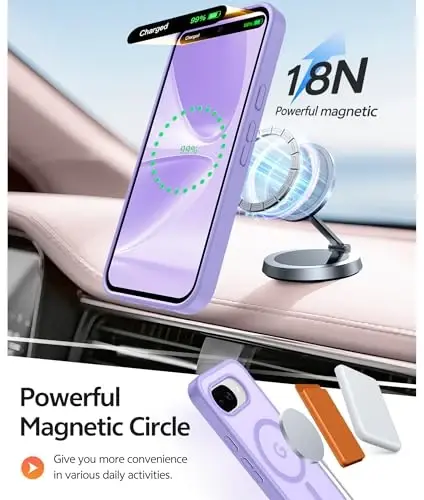 FNTCASE Google Pixel 10a G‘ilofi uchun: [Magsafe bilan mos keladi] [Ekran himoyachisi] bilan shaffof matli g‘iloflar Pixel 10A uchun harbiy darajadagi zarbaga chidamli himoya magnit telefon qopqog‘i - Och binafsha rang - 3