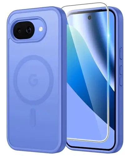 FNTCASE for Google Pixel 10A Case: Frosted Translucent with Screen Protector Shockproof Phone Cover - Matte Military Grade Full Protection Drop Proof TPU Rugged Sturdy Cases - 6.3 inch (Ultramarine) - 1