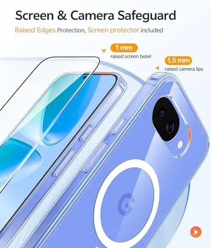 FNTCASE for Google Pixel 10a Case, Fit for Magsafe, with Screen Protector | Anti Yellowing Magnetic Back, 14FT Military Grade Drop Protection, Slim Shockproof Protective Phone Cover, Transparent Clear - 4