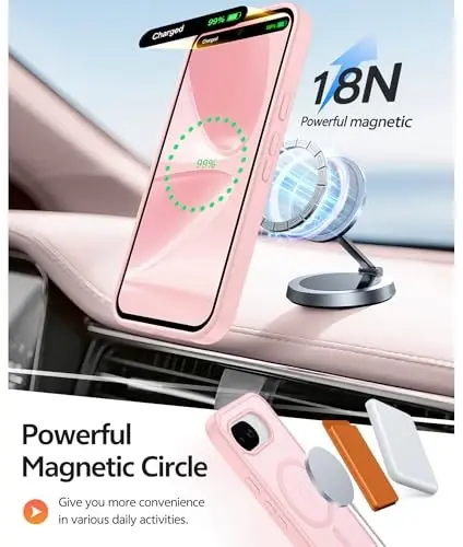 FNTCASE Google Pixel 10a uchun g‘ilof: [Magsafe bilan mos keladi] [Ekran himoya oynasi] bilan shaffof mat g‘iloflar, Pixel 10A uchun harbiy darajadagi zarbaga chidamli magnit telefon qopqog‘i - Och pushti - 3