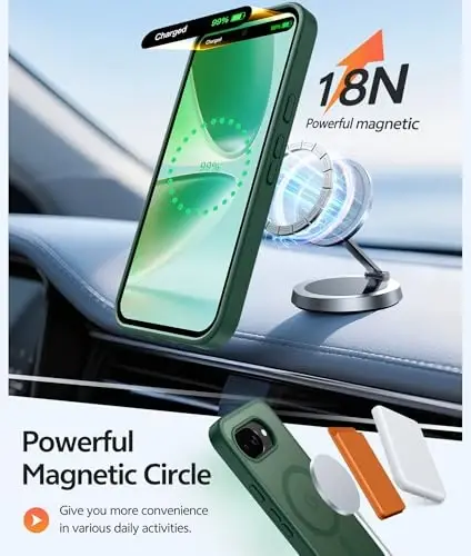 FNTCASE Google Pixel 10a uchun g‘ilof: [Magsafe bilan mos keladi] [Ekran himoyasi] harbiy darajadagi zarbaga chidamli himoya magnit telefon g'ilofiga ega shaffof mat qoplamali g'iloflar Pixel 10A uchun - Yashil - 3