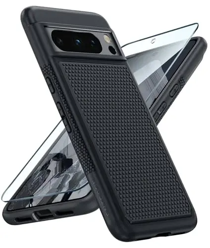FNTCASE Google Pixel 8-Pro uchun g'ilof: Ikki qavatli zarbga chidamli himoya mobil telefon qopqog'i | Sirpanishga qarshi teksturali orqa | Harbiy himoya bamperi | Og'ir yuk ko'taradigan mustahkam - FNTCASE