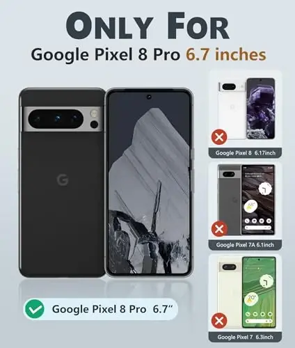 FNTCASE Google Pixel 8-Pro uchun g'ilof: Ikki qavatli zarbga chidamli himoya mobil telefon qopqog'i | Sirpanishga qarshi teksturali orqa | Harbiy himoya bamperi | Og'ir yuk ko'taradigan mustahkam - 2