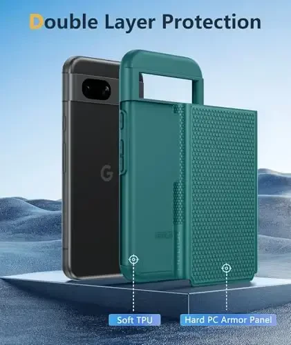 FNTCASE Google Pixel 8A uchun g'ilof: Ikki qatlamli bardoshli zarbaga chidamli himoya mobil telefon qopqog'i gibrid mat teksturali qobiq bilan | Og'ir yuk ko'taruvchi harbiy darajadagi tushishdan himoya qiluvchi bamper - 2