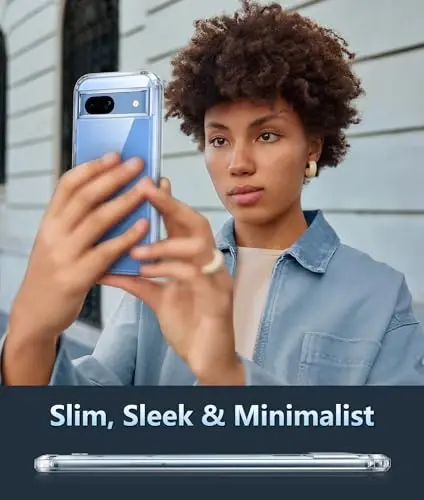FNTCASE Google-Pixel 8a uchun g'ilof (shaffof): Simsiz quvvatlanishni qo'llab-quvvatlaydi, harbiy darajadagi tushishdan himoya, sarg'aymaydi, mustahkam va zarbalarga chidamli himoya bamperi (shaffof) - 3