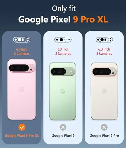 FNTCASE Google Pixel-9-Pro XL uchun g‘ilof: Shaffof g‘ilof, harbiy darajadagi tushishdan himoya, sarg‘ayishga qarshi mobil telefon qopqog‘i: Mustahkam, zarbaga chidamli himoya bamperli shaffof g‘iloflar (Pushti) - FNTCASE (1)