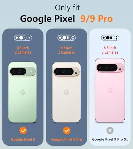 FNTCASE Google Pixel 9 uchun g'ilof: Pixel 9 Pro ikki qatlamli himoya mobil telefon qopqog'i, sirpanmaydigan teksturali orqa tomoni bilan - zarbga chidamli, mustahkam harbiy himoya bamperi, qora - 2