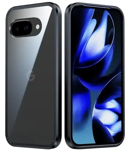 FNTCASE Google Pixel 9a Case uchun: Harbiy darajadagi tushishdan himoya qilish, sariq rangga qarshi uyali telefon qopqog'i - mustahkam zarbaga chidamli himoya bumper shaffof qutilar (Qora) - FNTCASE