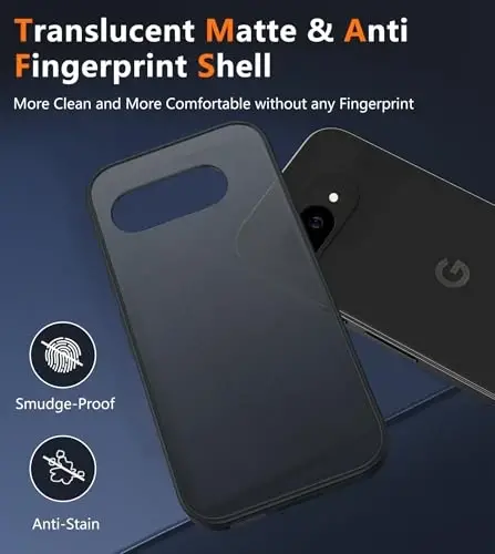 FNTCASE Google Pixel 9a Gilof uchun: Mat Shaffof Zarbga chidamli yupqa himoya gilof - Harbiy darajadagi tushishdan himoya qiluvchi, barmoq iziga qarshi qattiq orqa telefon qopqog'i (6.3 dyuym/Qora) | Mat - 3