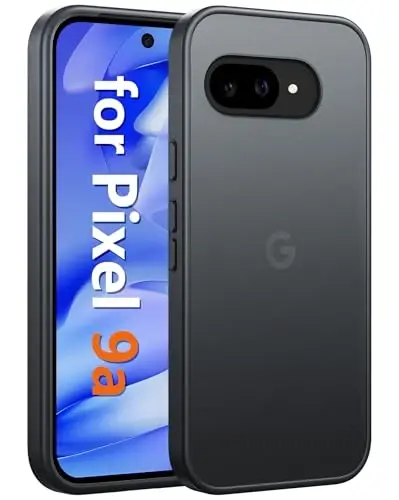FNTCASE for Google Pixel 9a Case: Frosted Translucent Matte Shockproof Slim Protective Case - Military Grade Drop Proof Anti-Fingerprint Hard Back Cell Phone Cover (6.3 inch/Black) | 14FT Military Grade Drop Protection, Slim Shockproof Protective Cov - 1