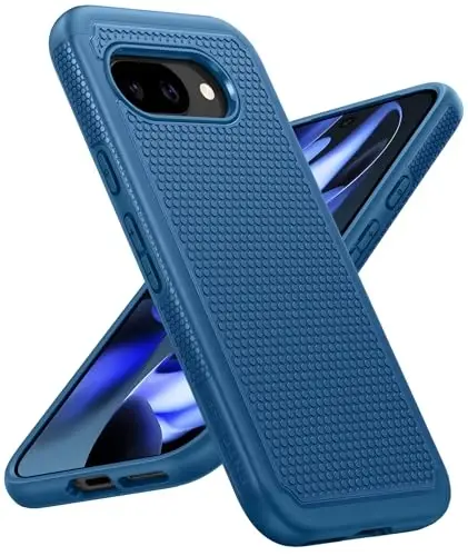 FNTCASE Google Pixel 9A uchun g'ilof: Ikki qatlamli himoya, yuqori sifatli mobil telefon qopqog'i, zarbga chidamli, sirpanishga qarshi teksturali orqa tomoni bilan mustahkam - Harbiy himoya bumperi - 2025, 6.3 dyuym (ko'k) 