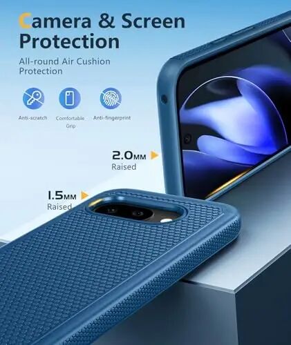 FNTCASE Google Pixel 9A uchun g'ilof: Ikki qatlamli himoya, yuqori sifatli mobil telefon qopqog'i, zarbga chidamli, sirpanishga qarshi teksturali orqa tomoni bilan mustahkam - Harbiy himoya bumperi - 2025, 6.3 dyuym (ko'k) 