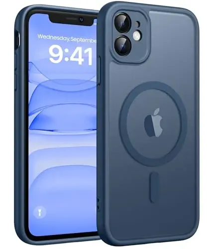 FNTCASE for iPhone 11 Phone Case, Fit for Magsafe, Full Camera Protection | Translucent Matte Back, Strong Magnetic Charging,14FT Military Grade Drop-proof, Anti Slip, Blue 