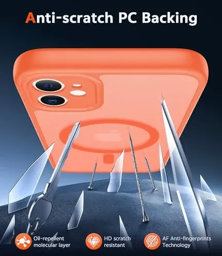 FNTCASE iPhone 11 Kılıfı Mat: Magsafe ile Uyumlu Manyetik Telefon Kılıfları İnce Sararma Önleyici Askeri Sınıf Düşme Korumalı Sağlam Darbeye Dayanıklı Koruyucu Yarı Saydam Cep Telefonu Kılıfı (C-Turuncu) - 5
