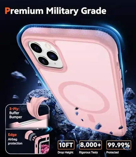 FNTCASE iPhone 11 Pro Kılıfı: Magsafe ile Uyumlu Mat Manyetik Telefon Kılıfları, İnce, Sararmaya Karşı Dayanıklı, Askeri Sınıf Düşme Korumalı, Sağlam, Darbeye Dayanıklı, Yarı Saydam Koruyucu Telefon Kapağı (C-Pembe) - 6